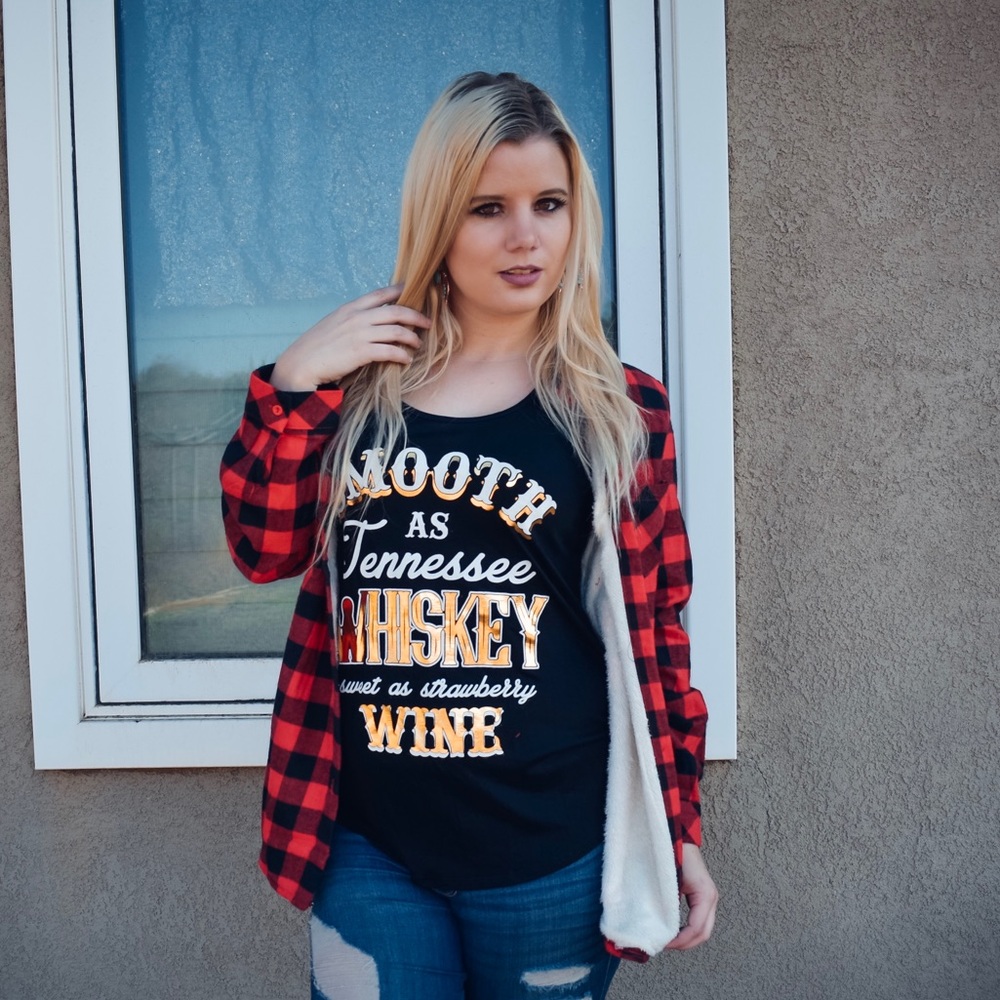 FUR LINED PLAID FLANNEL - Picture 2 of 4